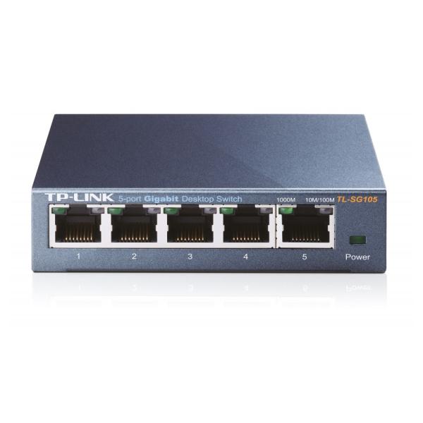 TP-Link TL-SG105 5-Port Gigabit Switch – Metallgehäuse energieeffizient Plug & Play